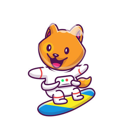 Zorro astronauta en patineta  Ilustración