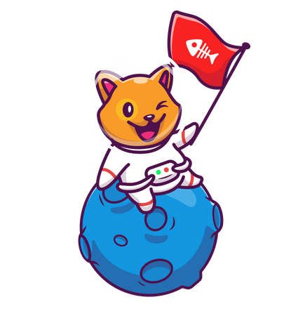 Astronauta zorro sosteniendo falg  Ilustración
