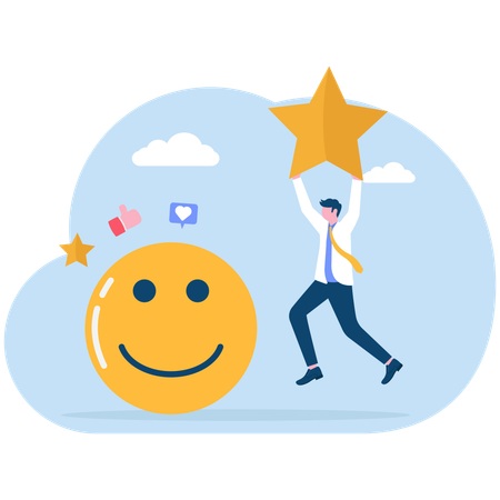Zufriedener Kunde gibt Kundenfeedback  Illustration