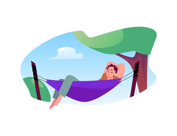 Zufriedenheit in einer Sommerhängematte  Illustration