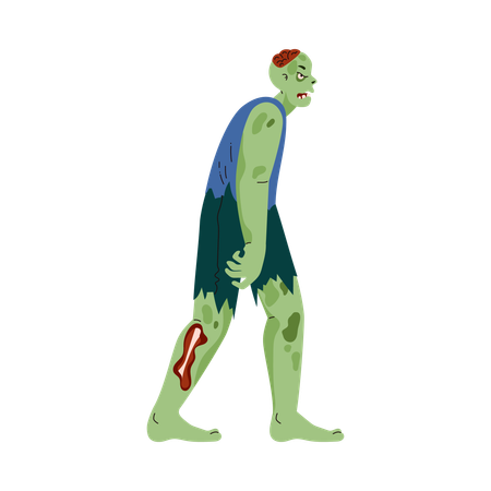 Zumbi Verde Assustador  Ilustração