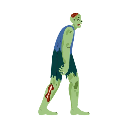 Zumbi Verde Assustador  Ilustração