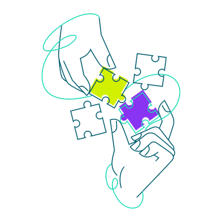 Werbepuzzle aus Ideen zusammenstellen  Illustration