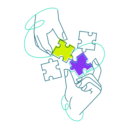 Werbepuzzle aus Ideen zusammenstellen  Illustration
