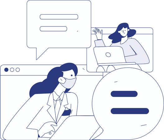 Zwei Frauen bei einem Online-Geschäftstreffen  Illustration