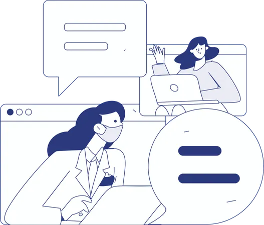 Zwei Frauen bei einem Online-Geschäftstreffen  Illustration