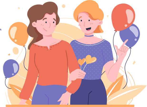 Zwei Frauen feiern den Tag der Freundschaft  Illustration