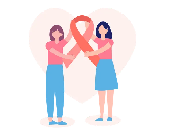 Zwei Frauen zeigen Bewusstsein für Brustkrebs  Illustration