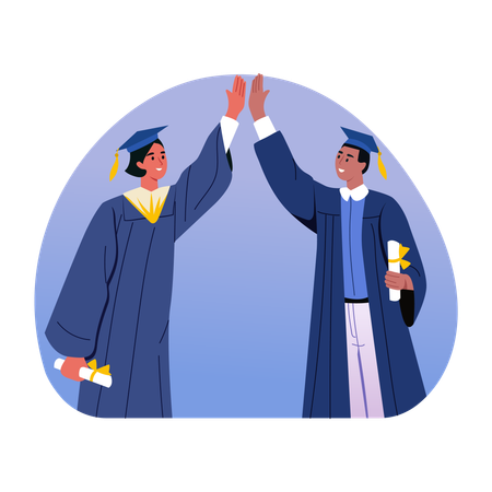 Zwei Gelehrte geben sich High Five  Illustration