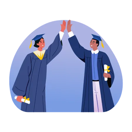 Zwei Gelehrte geben sich High Five  Illustration
