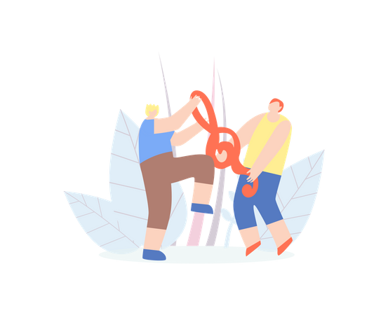 Zwei Jungs bei den Konzertvorbereitungen  Illustration