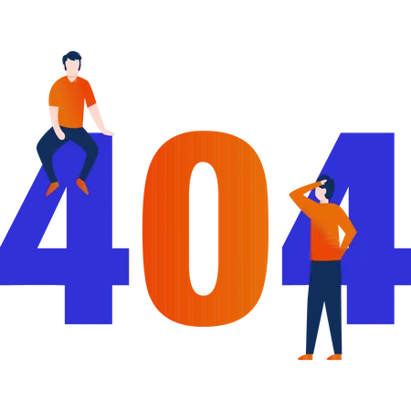 Zwei Jungs mit 404-Fehlern  Illustration