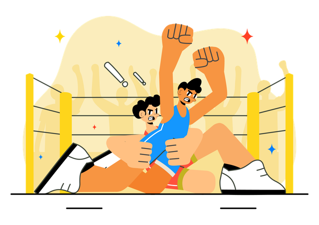 Zwei Kämpfer kämpfen im Ring  Illustration
