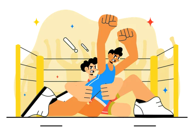Zwei Kämpfer kämpfen im Ring  Illustration