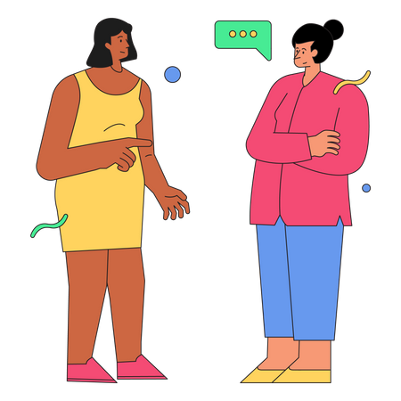 Zwei Mädchen im Gespräch miteinander  Illustration