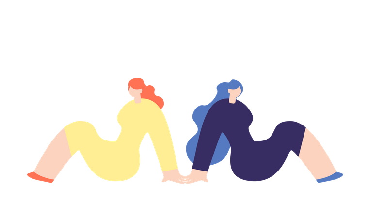 Zwei Mädchen sitzen  Illustration