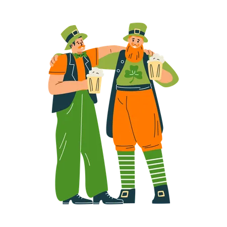 Zwei Männer feiern den St. Patrick's Day  Illustration