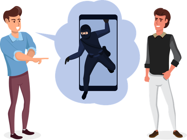 Zwei Männer reden über einen Hacker  Illustration