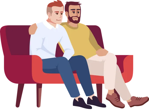 Zwei Männer sitzen auf der Couch  Illustration