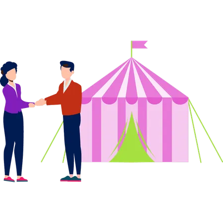 Zwei Personen geben sich die Hand  Illustration