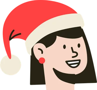 Girl Head with Christmas Cap